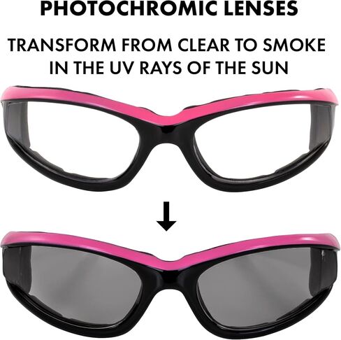 Global Vision Eyewear Hawkeye-24 Padded Riding Glasses with Dual Color Frames and Clear to Smoke Photochromic Lenses in Saudi Arabia