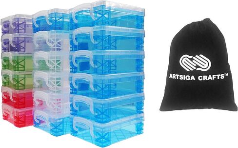 صندوق تلوين Advantus Super Stacker 8 أزرق، 4، شفاف، 2 أخضر، 2 أرجواني، 2 وردي 1.6 × 3.5 × 4.8 بوصة. 61612 (18 حزمة) مجمعة مع 1 حقيبة Artsiga Craft in Saudi Arabia