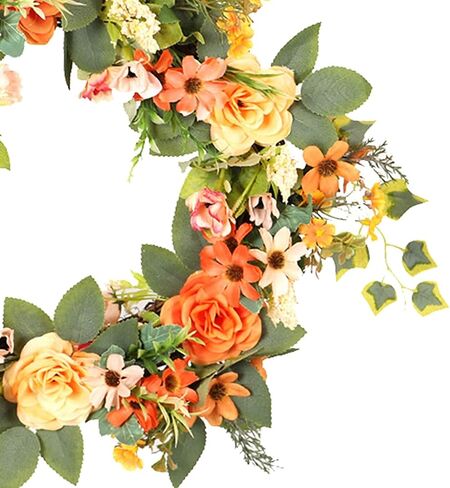 Front Door Wreath Artificial Floral Wreath Floral Peony Wreath Spring Summer Flower Wreaths for Wedding Kitchen Home Party Wall Hanging Decor in Saudi Arabia