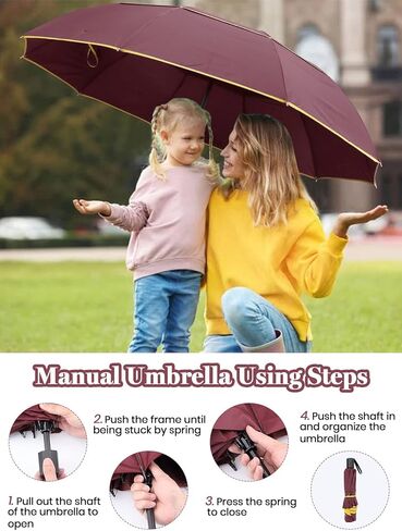 Kalolary 62 Inch Golf Umbrella Extra Large Folding Umbrella Rainproof Compact Umbrella Oversize Double Canopy Vented Waterproof Stick Travel Umbrellas for Women & Men Family Home Use in Kuwait