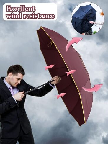 Kalolary 62 Inch Golf Umbrella Extra Large Folding Umbrella Rainproof Compact Umbrella Oversize Double Canopy Vented Waterproof Stick Travel Umbrellas for Women & Men Family Home Use in Kuwait