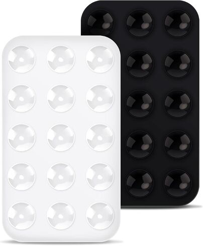 2pcs Double Sided Suction Cup Phone Mount, Silicone Phone Suction Holder Back of Phone Multifunctional Sticky Suction Phone Case for Shower Mirror Fingertip Toys (Black, Light Pink) in Saudi Arabia