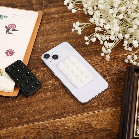 2pcs Double Sided Suction Cup Phone Mount, Silicone Phone Suction Holder Back of Phone Multifunctional Sticky Suction Phone Case for Shower Mirror Fingertip Toys (Black, Light Pink) in Saudi Arabia
