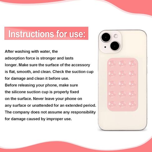 2pcs Double Sided Suction Cup Phone Mount, Silicone Phone Suction Holder Back of Phone Multifunctional Sticky Suction Phone Case for Shower Mirror Fingertip Toys (Black, Light Pink) in Saudi Arabia
