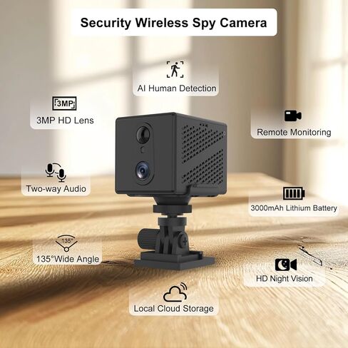 VSTARCAM Portable Hidden Camera, 180 Days Standby Battery Life, AI Motion Detection Alerts, Auto Night Vision, Real-Time Record Security Wireless Camera Nanny Cam with 1296P 4G LTE in Kuwait