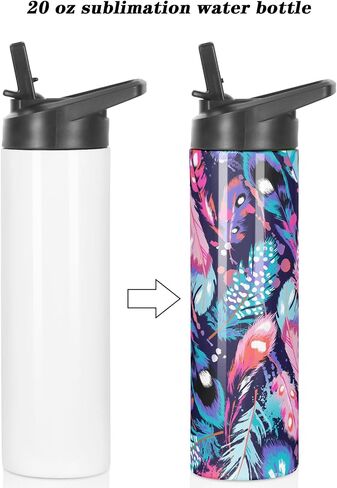 20 oz Sublimation Tumblers, Sublimation Sports Water Bottle Blanks Bulk, Stainless Steel Double Wall Insulated Sublimation Straight Cups with Portable Handle, Individually Boxed (8 Pack) in Saudi Arabia