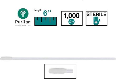 مسحة إسفنجية قياسية معقمة مقاس 6 بوصات من Puritan Medical مع مقبض بوليسترين - 25-1506 1PF 100 - صندوق مكون من 100 قطعة in Kuwait
