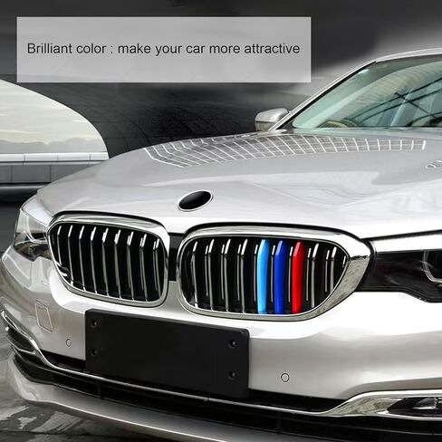 3 قطع زخارف شبكية، شرائط زخارف شبكية ملونة، شبكات الكلى الأمامية في المنتصف، مشابك غطاء الشبكة، مشبك تزيين السيارة، متوافق مع BMW 5 Series 14-17 (الأحمر والأزرق والأزرق الداكن) in Kuwait
