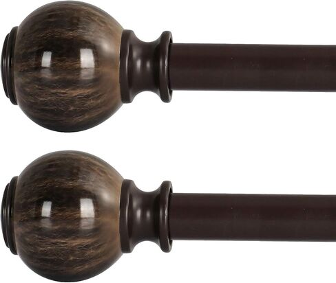 Oneach 2 Pack 28''-48'' Adjustable Curtain Rod 1'' Brown Extendable Metal Single Window Rod for Curatins with Decorative Imitation Marble Resin Twisting Finials Drapery Treatment Window Rods in Saudi Arabia