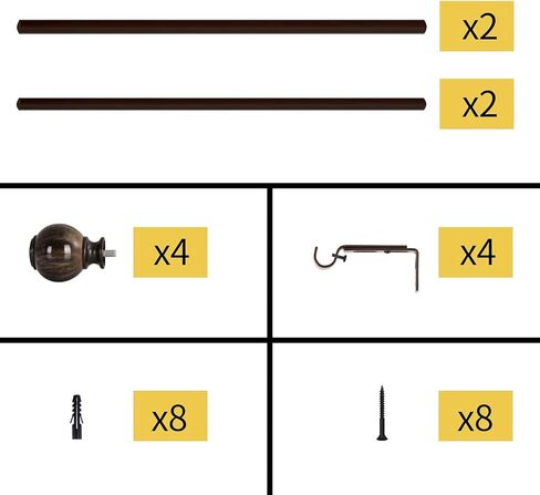 Oneach 2 Pack 28''-48'' Adjustable Curtain Rod 1'' Brown Extendable Metal Single Window Rod for Curatins with Decorative Imitation Marble Resin Twisting Finials Drapery Treatment Window Rods in Saudi Arabia