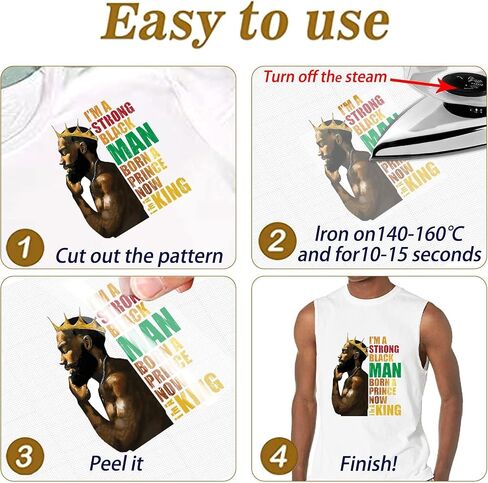 12pcs Iron on Decals Black Man Iron on Patches Heat Transfer Design Stickers for DIY T-Shirt Clothing Coat Jeans Backpacks in Saudi Arabia