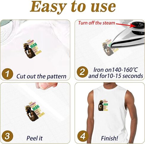 12pcs Iron on Decals Black Man Iron on Patches Heat Transfer Design Stickers for DIY T-Shirt Clothing Coat Jeans Backpacks in Kuwait