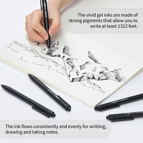 ParKoo Black Gel Pens, 100 Pack Quick Dry Retractable Medium Point 0.7mm Rollerball Gel Ink Pens Smooth Writing with Comfort Grip for School Office Home in Saudi Arabia