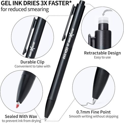 ParKoo Black Gel Pens, 100 Pack Quick Dry Retractable Medium Point 0.7mm Rollerball Gel Ink Pens Smooth Writing with Comfort Grip for School Office Home in Saudi Arabia