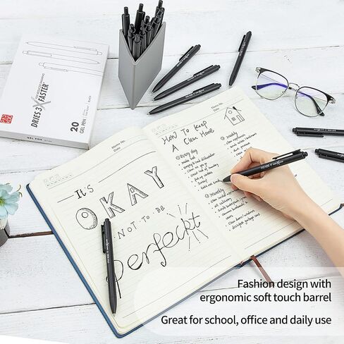 ParKoo Black Gel Pens, 100 Pack Quick Dry Retractable Medium Point 0.7mm Rollerball Gel Ink Pens Smooth Writing with Comfort Grip for School Office Home in Saudi Arabia