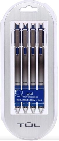 Tul Retractable Gel Pens 0.7mm Needle Point, Blue 4/pk in Saudi Arabia
