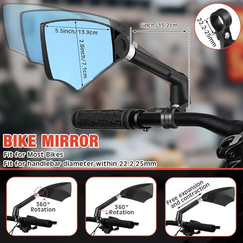 3 Pcs Ebike Accessories Included Rear Rack Bike Basket, 360 Degree Adjustable Handlebar Rear View Mirror and Phone Holder Mount for Electric Bike Bicycle 22-25mm Handlebar in Saudi Arabia