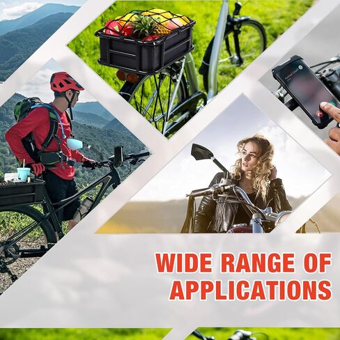 3 Pcs Ebike Accessories Included Rear Rack Bike Basket, 360 Degree Adjustable Handlebar Rear View Mirror and Phone Holder Mount for Electric Bike Bicycle 22-25mm Handlebar in Saudi Arabia
