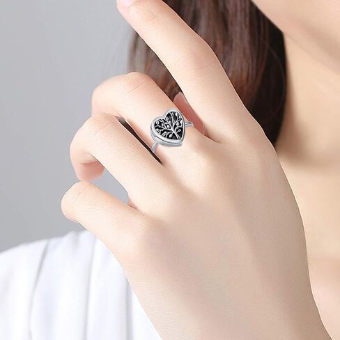 LONAGO Tree of Life Urn Ring for Ashes Cremation Keepsake Heart Tree Ring Hold Picture Memorial Ashes Ring in Saudi Arabia