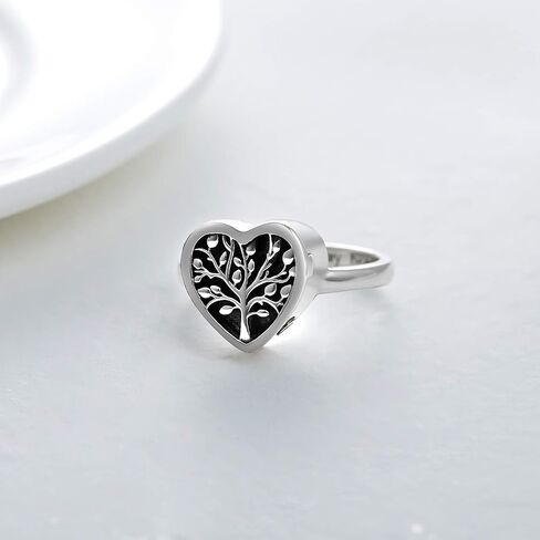 LONAGO Tree of Life Urn Ring for Ashes Cremation Keepsake Heart Tree Ring Hold Picture Memorial Ashes Ring in Saudi Arabia