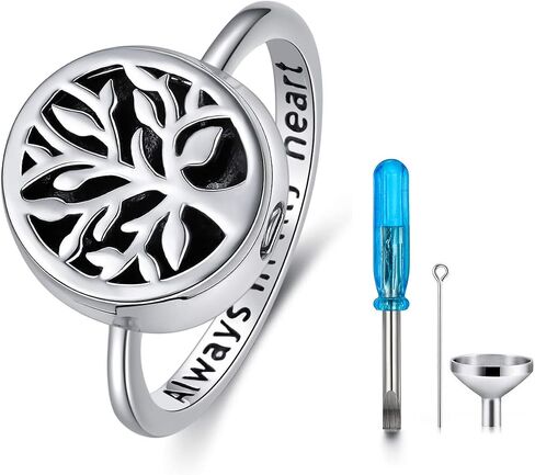 LONAGO Tree of Life Urn Ring for Ashes Cremation Keepsake Heart Tree Ring Hold Picture Memorial Ashes Ring in Saudi Arabia