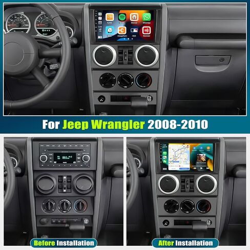 2+64G Android 13 Car Stereo for Jeep Wrangler 2008-2010 with Apple Carplay and Android Auto,9'' Touchscreen Car Radio with Mirror Link,WiFi,GPS Navigation,Bluetooth,FM/RDS Radio,SWC+AHD Rear Camera in Saudi Arabia