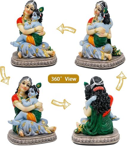 Maa Yashoda Krishna Murti Statue - 5.7" Hindu God Lord Krishna Idol Gift for Devotee of Indian Pooja Item Birthday Diwali Gifts for Friend Family Office Home Temple Mandir Puja Decor in Saudi Arabia