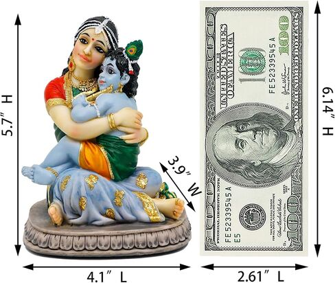 Maa Yashoda Krishna Murti Statue - 5.7" Hindu God Lord Krishna Idol Gift for Devotee of Indian Pooja Item Birthday Diwali Gifts for Friend Family Office Home Temple Mandir Puja Decor in Saudi Arabia