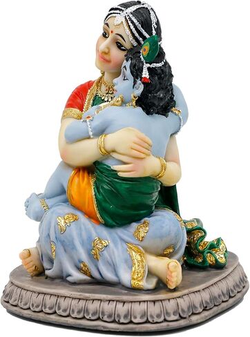 Maa Yashoda Krishna Murti Statue - 5.7" Hindu God Lord Krishna Idol Gift for Devotee of Indian Pooja Item Birthday Diwali Gifts for Friend Family Office Home Temple Mandir Puja Decor in Saudi Arabia