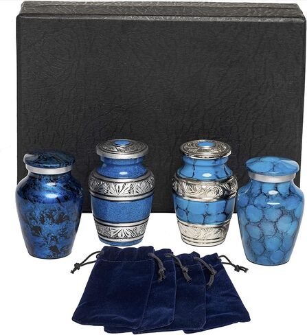Eternal Harmony Keepsake Urns for Human Ashes | 4 Mini Urn for Cremation, Carefully Handcrafted with Elegant Finishes to Honor Your Loved One | Each Small Urn Comes in a Beautiful Velvet Bag (Pearl) in Saudi Arabia