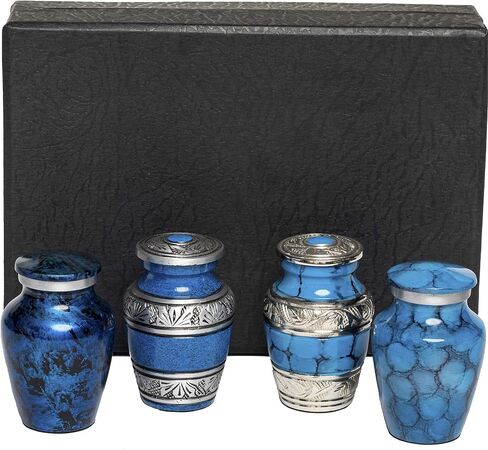 Eternal Harmony Keepsake Urns for Human Ashes | 4 Mini Urn for Cremation, Carefully Handcrafted with Elegant Finishes to Honor Your Loved One | Each Small Urn Comes in a Beautiful Velvet Bag (Pearl) in Saudi Arabia