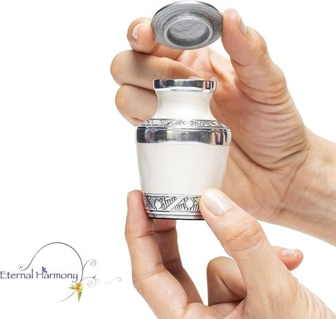 Eternal Harmony Keepsake Urns for Human Ashes | 4 Mini Urn for Cremation, Carefully Handcrafted with Elegant Finishes to Honor Your Loved One | Each Small Urn Comes in a Beautiful Velvet Bag (Pearl) in Saudi Arabia