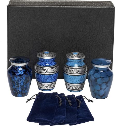 Eternal Harmony Keepsake Urns for Human Ashes | 4 Mini Urn for Cremation, Carefully Handcrafted with Elegant Finishes to Honor Your Loved One | Each Small Urn Comes in a Beautiful Velvet Bag (Pearl) in Saudi Arabia