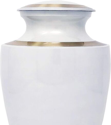 Modern Pearl White Cremation Urn - White with Bronze Accents, Adult Cremation Urn in Saudi Arabia