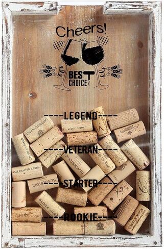 حامل فلين النبيذ المرح من Lily's Home Wine، صندوق الظلال يمثل الهدية المثالية لمحبي النبيذ السعيد والمرطب، من الخشب والزجاج in Kuwait