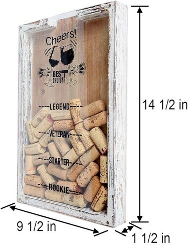 حامل فلين النبيذ المرح من Lily's Home Wine، صندوق الظلال يمثل الهدية المثالية لمحبي النبيذ السعيد والمرطب، من الخشب والزجاج in Kuwait