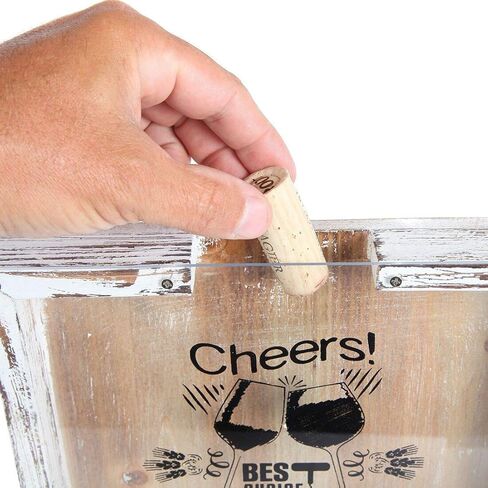 حامل فلين النبيذ المرح من Lily's Home Wine، صندوق الظلال يمثل الهدية المثالية لمحبي النبيذ السعيد والمرطب، من الخشب والزجاج in Kuwait