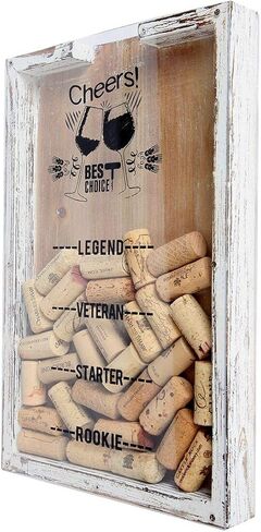 حامل فلين النبيذ المرح من Lily's Home Wine، صندوق الظلال يمثل الهدية المثالية لمحبي النبيذ السعيد والمرطب، من الخشب والزجاج in Kuwait