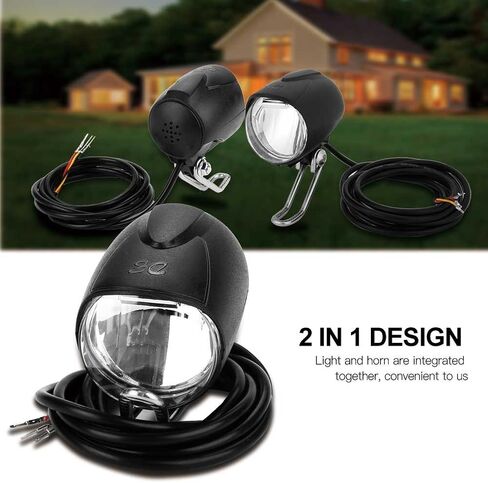 Bike Headlight,2 in 1 Headlight Front Light LED Lamp Horn Headlamp for Electric Bicycle E-Bike in Saudi Arabia