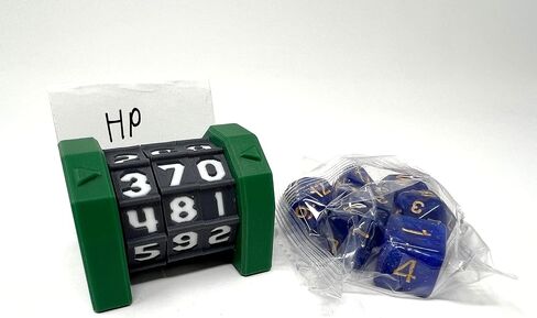 MunnyGrubbers - 5 Pack Life Counter - HP Tracker with Tracking Card Slot - (Random 7PC D20 Dice Set Included) - MTG - Tabletop RPG - Board Games - DND - Dungeons and Dragons - (5 Pack - Combo A) in Kuwait