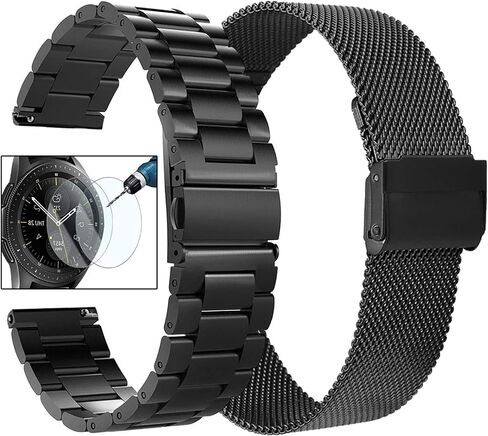 Koreda Compatible with Samsung Galaxy Watch 46mm/Galaxy Watch 3 45mm/Gear S3 Frontier/Classic Bands Sets, 22mm Stainless Steel Metal Band + Mesh Loop Replacement Bracelet Strap for Samsung Gear S3 in Kuwait