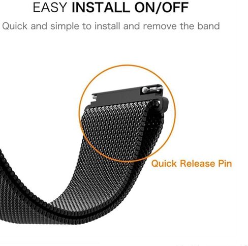 Koreda Compatible with Samsung Galaxy Watch 46mm/Galaxy Watch 3 45mm/Gear S3 Frontier/Classic Bands Sets, 22mm Stainless Steel Metal Band + Mesh Loop Replacement Bracelet Strap for Samsung Gear S3 in Kuwait