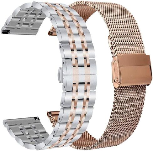 Koreda Compatible with Samsung Galaxy Watch 46mm/Galaxy Watch 3 45mm/Gear S3 Frontier/Classic Bands Sets, 22mm Stainless Steel Metal Band + Mesh Loop Replacement Bracelet Strap for Samsung Gear S3 in Kuwait