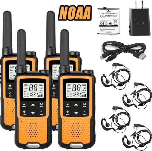 Walkie Talkies Rechargeable, NOAA Walkie Talkies Long Range for Adults, 22 Channels FRS Radio, Handheld 2 Way Radio, VOX Walkie Talkie with Earpiece and Mic, Walky Talky, USB Charging(Orange 4 Pack) in Saudi Arabia