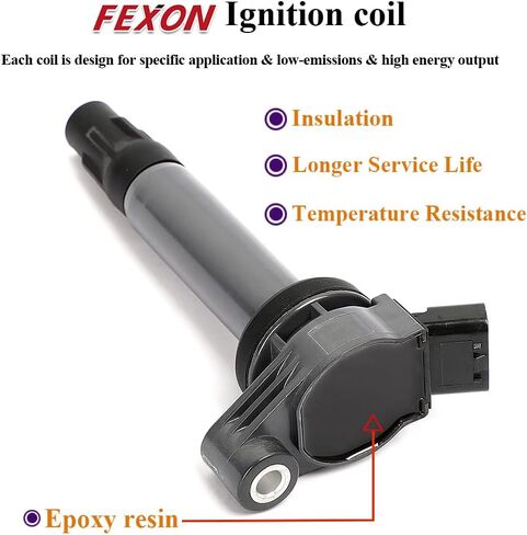 مجموعة FEXON مكونة من 6 ملفات إشعال متوافقة مع 2004-2006 Lexus 05-06 Toyota Camry 04-06 Sienna 04-08 Solara RX330 3.3L V6 لاستبدال 9091902246 90919-02246 in Saudi Arabia