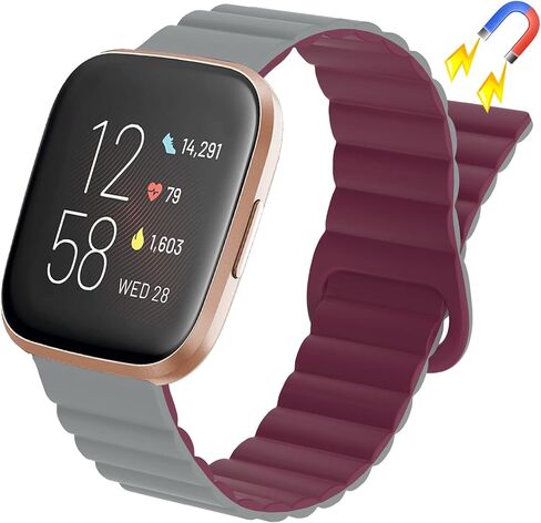 Silicone Magnetic Band Compatible with Fitbit Versa 2 Bands/Fitbit Versa Bands for Men Women, Adjustable Strap with Strong Magnetic Closure Compatible for Fitbit Versa Lite Bands for Women Men in Saudi Arabia