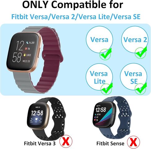 Silicone Magnetic Band Compatible with Fitbit Versa 2 Bands/Fitbit Versa Bands for Men Women, Adjustable Strap with Strong Magnetic Closure Compatible for Fitbit Versa Lite Bands for Women Men in Saudi Arabia