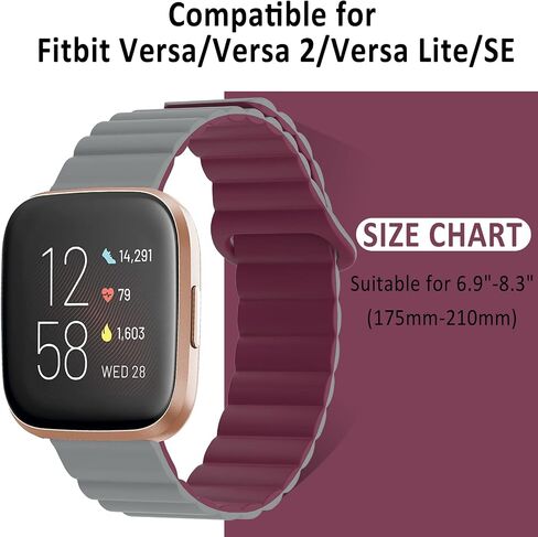 Silicone Magnetic Band Compatible with Fitbit Versa 2 Bands/Fitbit Versa Bands for Men Women, Adjustable Strap with Strong Magnetic Closure Compatible for Fitbit Versa Lite Bands for Women Men in Saudi Arabia