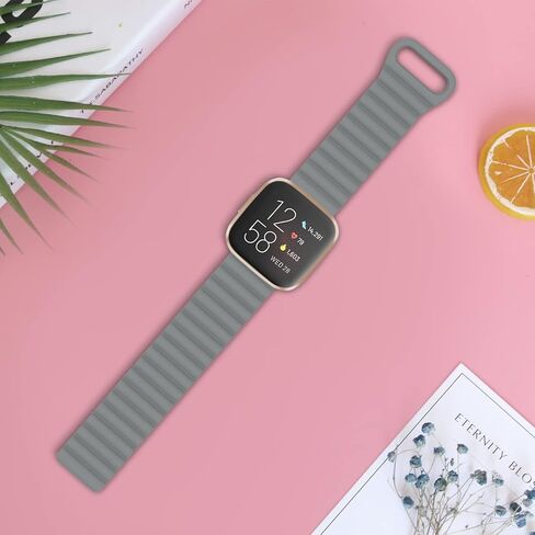 Silicone Magnetic Band Compatible with Fitbit Versa 2 Bands/Fitbit Versa Bands for Men Women, Adjustable Strap with Strong Magnetic Closure Compatible for Fitbit Versa Lite Bands for Women Men in Saudi Arabia