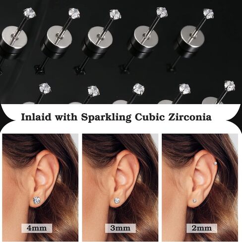 Milacolato 5Pairs G23 Titanium Earrings for Women Men Hypoallergenic Titanium Stud Earrings for Sensitive Ears Clear Cubic Zirconia Earrings Studs 20G Flat Back Piercing Sleeper Cartilage Stud Earrings Set in Saudi Arabia